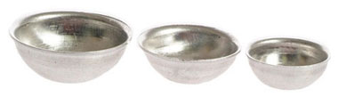 Dollhouse Miniature Aluminum Bowls, Set, 3